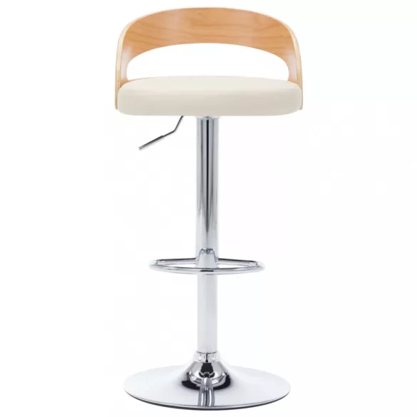 2 db krémszínű műbőr és hajlított fa bárszék