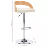 2 db krémszínű műbőr és hajlított fa bárszék