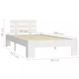 fehér tömör fenyőfa ágykeret 90 x 200 cm