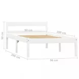 fehér tömör fenyőfa ágykeret 90 x 200 cm