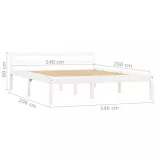 fehér tömör fenyőfa ágykeret 140 x 200 cm