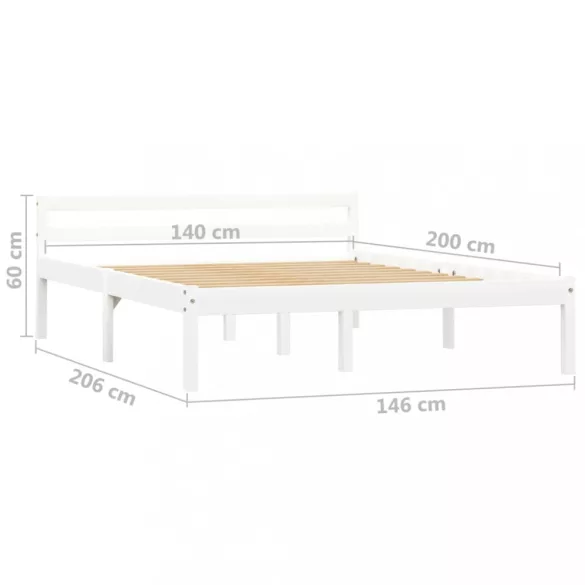 fehér tömör fenyőfa ágykeret 140 x 200 cm