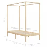 tömör fenyőfa baldachinos ágykeret 100 x 200 cm