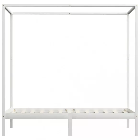 fehér tömör fenyőfa baldachinos ágykeret 90 x 200 cm