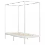 fehér tömör fenyőfa baldachinos ágykeret 100 x 200 cm