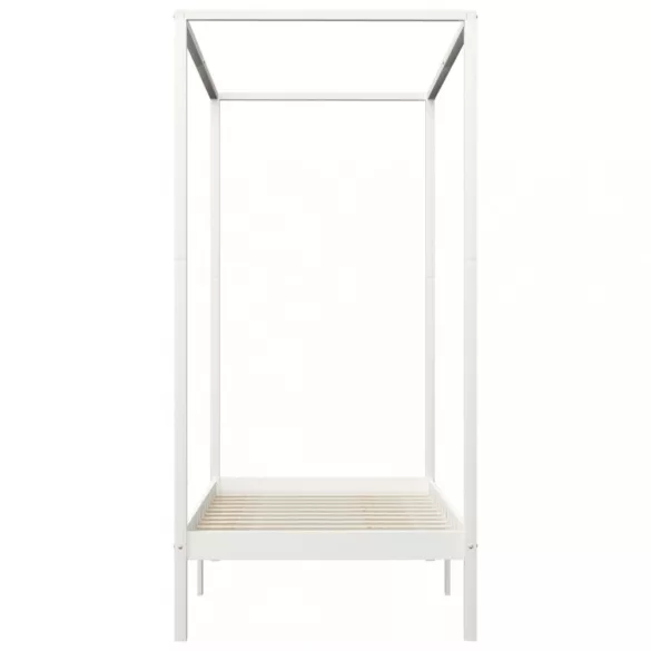 fehér tömör fenyőfa baldachinos ágykeret 100 x 200 cm