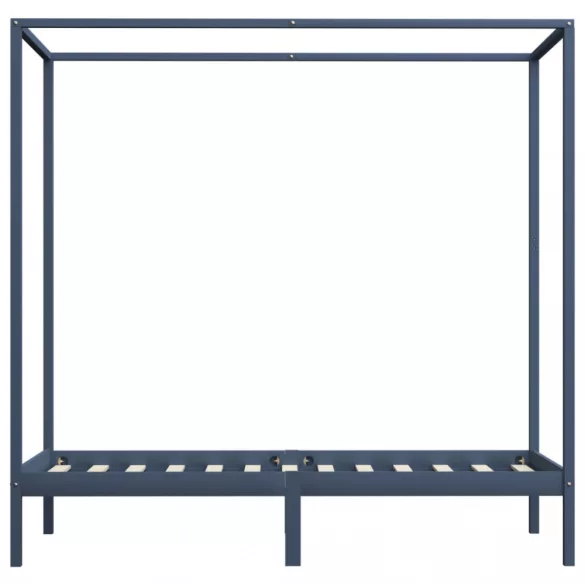szürke tömör fenyőfa baldachinos ágykeret 90 x 200 cm