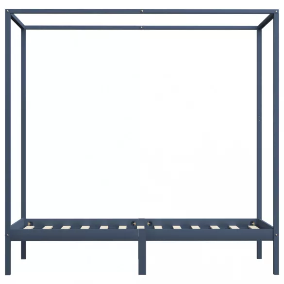 szürke tömör fenyőfa baldachinos ágykeret 100 x 200 cm
