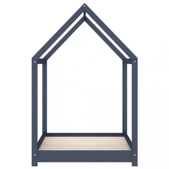 szürke tömör fenyőfa gyerekágy-keret 70 x 140 cm