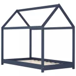 szürke tömör fenyőfa gyerekágy-keret 80 x 160 cm