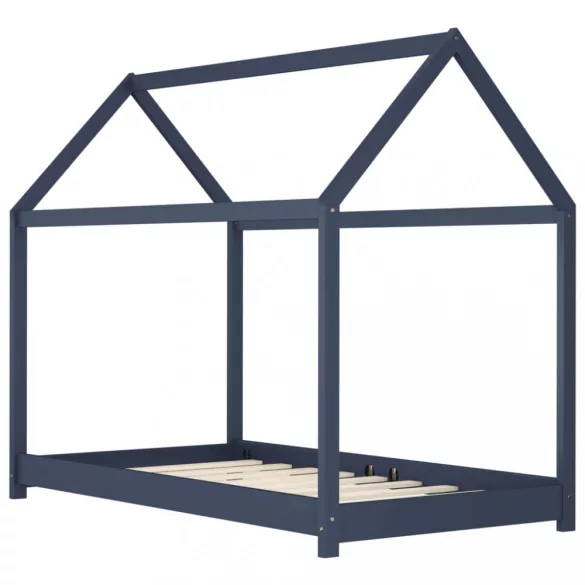 szürke tömör fenyőfa gyerekágy-keret 80 x 160 cm