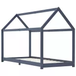 szürke tömör fenyőfa gyerekágy-keret 90 x 200 cm