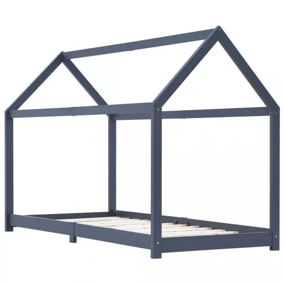 szürke tömör fenyőfa gyerekágy-keret 90 x 200 cm