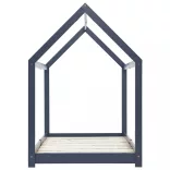 szürke tömör fenyőfa gyerekágy-keret 90 x 200 cm