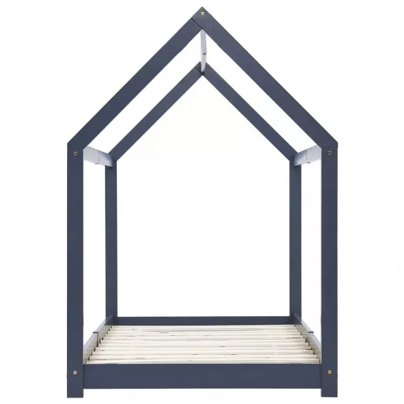 szürke tömör fenyőfa gyerekágy-keret 90 x 200 cm