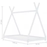 fehér tömör fenyőfa gyerekágy-keret 70 x 140 cm