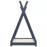 szürke tömör fenyőfa gyerekágy-keret 70 x 140 cm