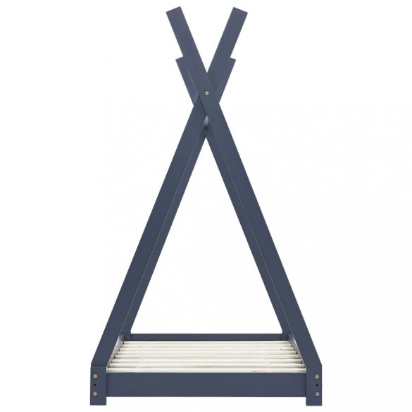 szürke tömör fenyőfa gyerekágy-keret 70 x 140 cm