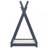 szürke tömör fenyőfa gyerekágy-keret 80 x 160 cm