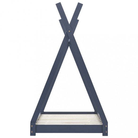 szürke tömör fenyőfa gyerekágy-keret 80 x 160 cm