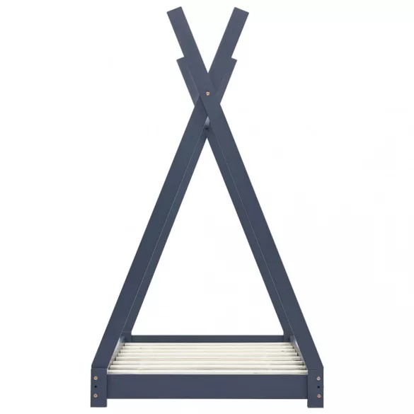 szürke tömör fenyőfa gyerekágy-keret 90 x 200 cm