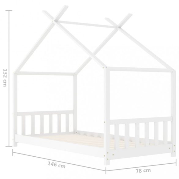 fehér tömör fenyőfa gyerekágy-keret 70 x 140 cm