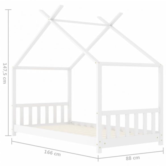 fehér tömör fenyőfa gyerekágy-keret 80 x 160 cm