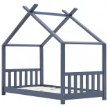 szürke tömör fenyőfa gyerekágy-keret 70 x 140 cm