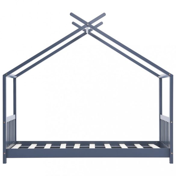 szürke tömör fenyőfa gyerekágy-keret 70 x 140 cm