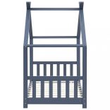 szürke tömör fenyőfa gyerekágy-keret 70 x 140 cm