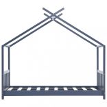 szürke tömör fenyőfa gyerekágy-keret 80 x 160 cm