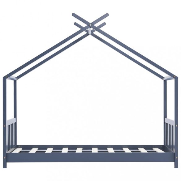 szürke tömör fenyőfa gyerekágy-keret 80 x 160 cm