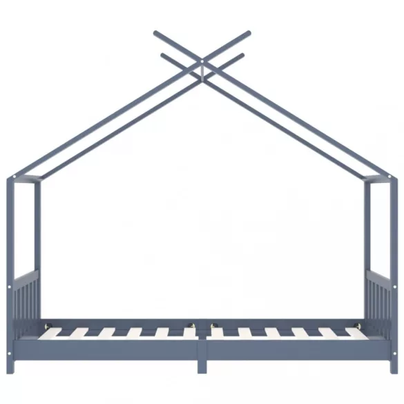 szürke tömör fenyőfa gyerekágy-keret 90 x 200 cm