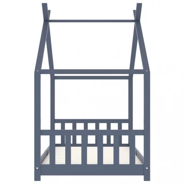 szürke tömör fenyőfa gyerekágy-keret 90 x 200 cm