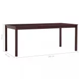 sötétbarna fenyőfa étkezőasztal 180 x 90 x 73 cm