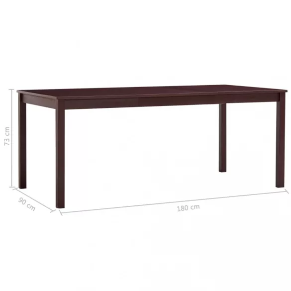 sötétbarna fenyőfa étkezőasztal 180 x 90 x 73 cm