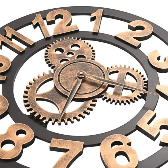 fekete-aranyszínű fém falióra 58 cm