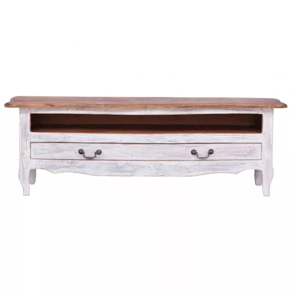 fehér tömör mahagóni fa TV-szekrény 120 x 30 x 40 cm