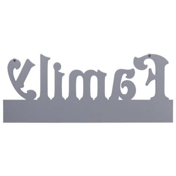 szürke FAMILY" feliratú fali fogas 74 x 29,5 cm"