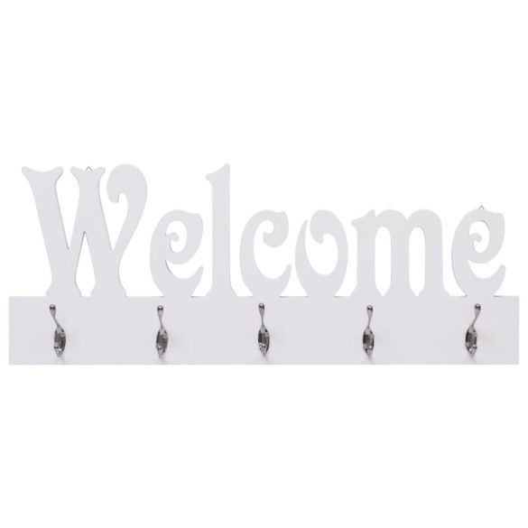 fehér WELCOME" feliratú fali fogas 74 x 29,5 cm"