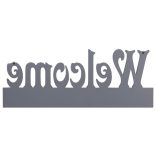 szürke WELCOME" feliratú fali fogas 74 x 29,5 cm"