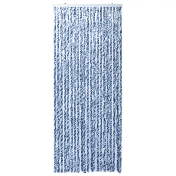 kék, fehér és ezüstszínű zsenília rovarfüggöny 90 x 220 cm