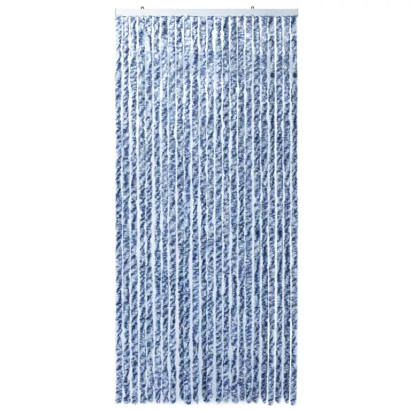 kék, fehér és ezüstszínű zsenília rovarfüggöny 100 x 220 cm