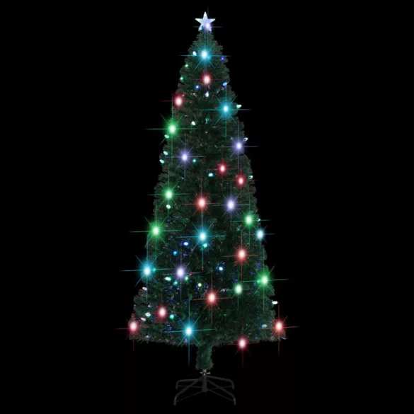 száloptikás megvilágított karácsonyfa állvánnyal és LED-es 240 cm
