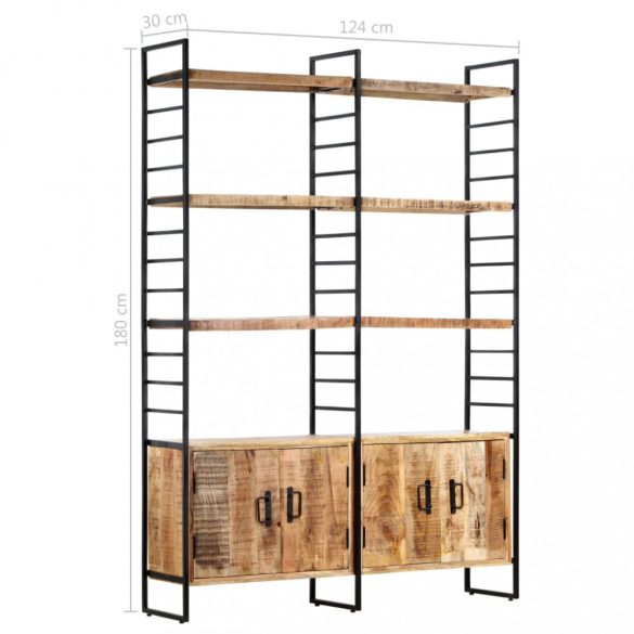 4-szintes nyers mangófa könyvespolc 124 x 30 x 180 cm