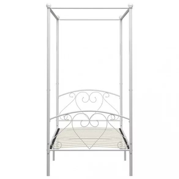 fehér fém baldachinos ágykeret 90 x 200 cm