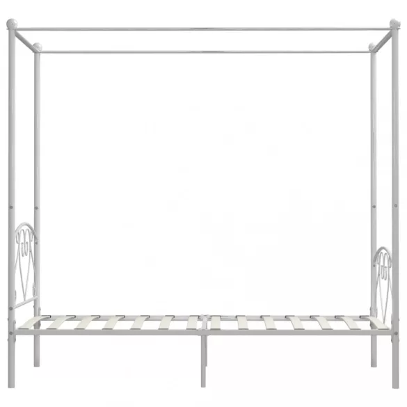 fehér fém baldachinos ágykeret 120 x 200 cm