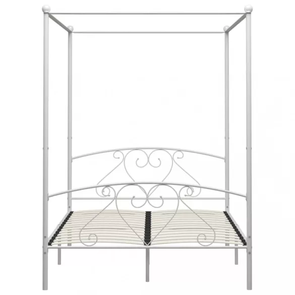 fehér fém baldachinos ágykeret 140 x 200 cm