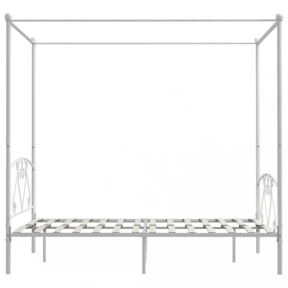 fehér fém baldachinos ágykeret 140 x 200 cm