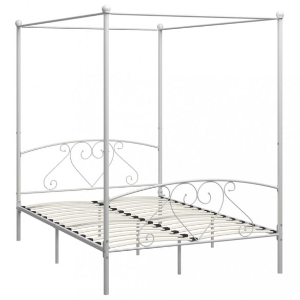 fehér fém baldachinos ágykeret 160 x 200 cm